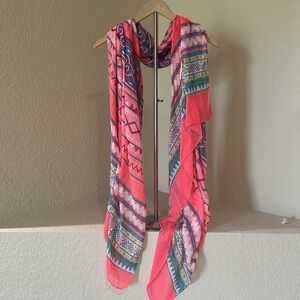 Express Pink Scarf with Colorful Geometric & Tribal Designs